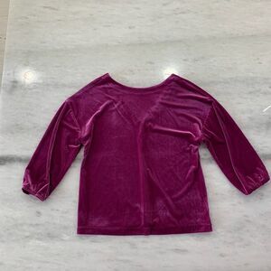 MOSSIMO pink purple velour ribbed 3/4 sleeve low back top holiday party XS